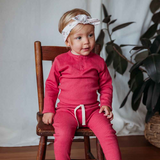 SNUGGLE HUNNY KIDS HIBISCUS LONG SLEEVE ORGANIC BODYSUIT