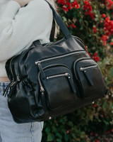 OIOI CARRY ALL NAPPY BAG - BLACK FAUX LEATHER