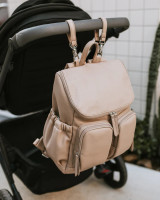 OIOI SIGNATURE NAPPY BACKPACK - OAT  DIMPLE FAUX LEATHER