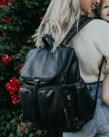 OIOI SIGNATURE NAPPY BACKPACK - BLACK FAUX LEATHER