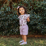 SNUGGLE HUNNY KIDS BANKSIA SHORT SLEEVE ORGANIC BODYSUIT WITH FRILL