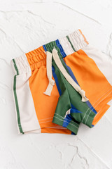 CINNAMON BABY TRUNKS - OLIVE/ORANGE STRIPE