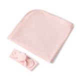 SNUGGLE HUNNY KIDS BABY PINK JERSEY WRAP & TOPKNOT SET