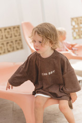 CINNAMON BABY TERRY SHORTS - DARK CHOCOLATE