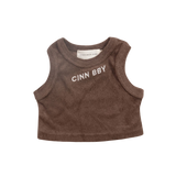 CINNAMON BABY TERRY SINGLET - DARK CHOCOLATE