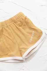 CINNAMON BABY TERRY SHORTS - MUSTARD