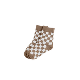 CINNAMON BABY CHECKERED SOCKS - CHOCOLATE