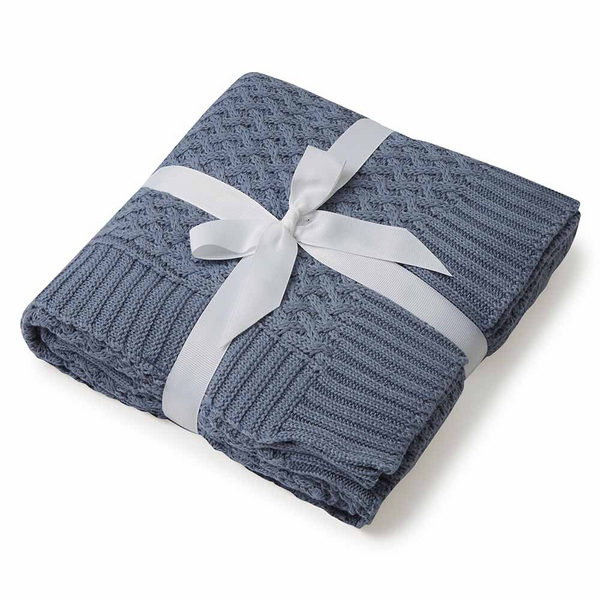 SNUGGLE HUNNY KIDS DIAMOND KNIT BABY BLANKET - RIVER