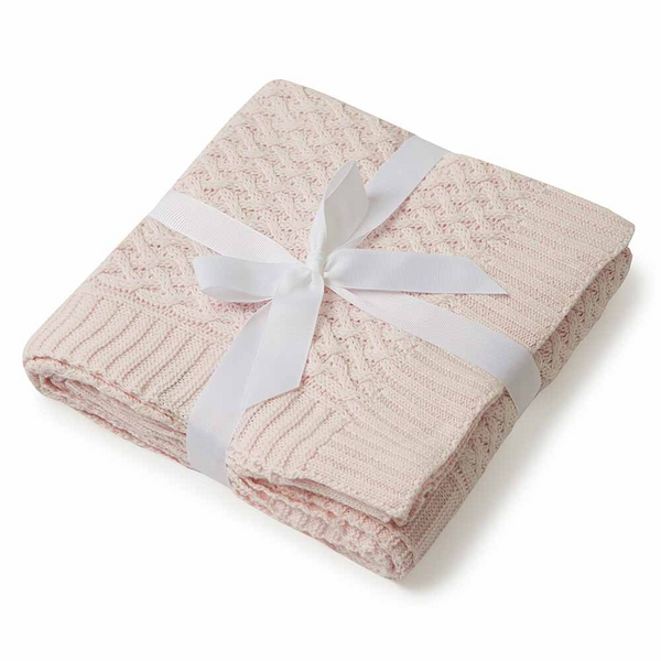 SNUGGLE HUNNY KIDS DIAMOND KNIT BABY BLANKET - BLUSH PINK