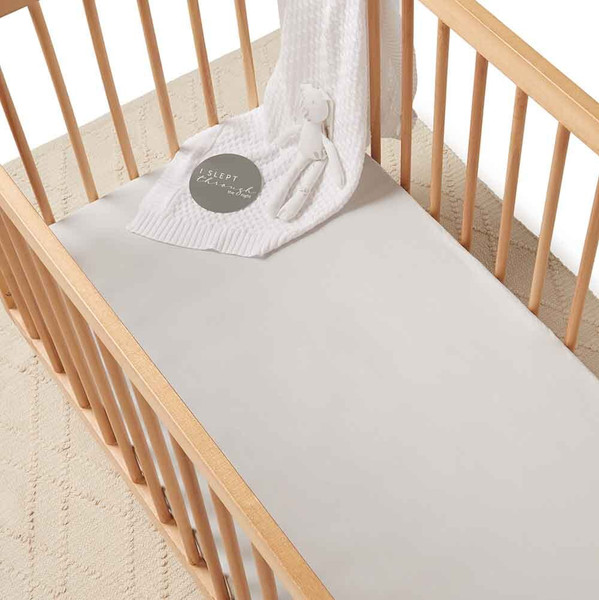 SNUGGLE HUNNY KIDS FITTED COT SHEET -  STONE