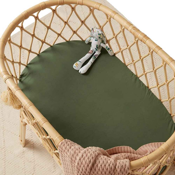 SNUGGLE HUNNY KIDS BASSINET SHEET / CHANGE PAD COVER - OLIVE 