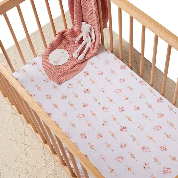 SNUGGLE HUNNY KIDS FITTED COT SHEET -  BALLERINA