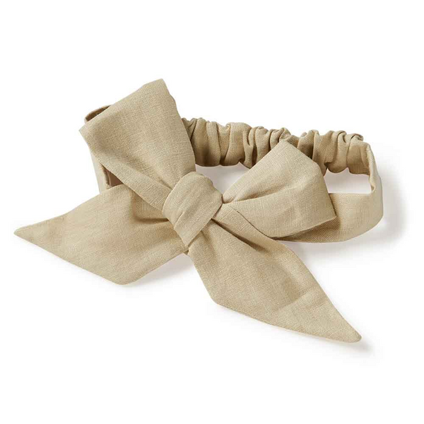 SNUGGLE HUNNY KIDS NATURAL LINEN BOW PRE-TIED HEADBAND WRAP