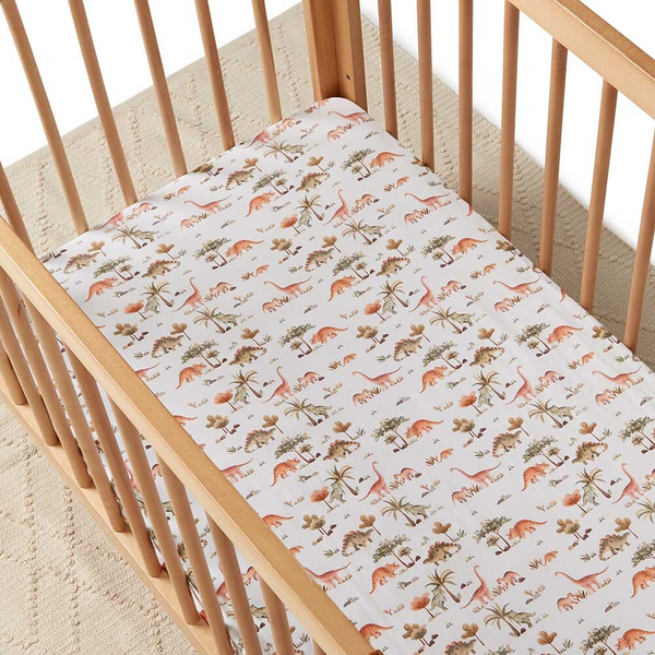 SNUGGLE HUNNY KIDS DINO FITTED COT SHEET