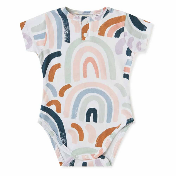 SNUGGLE HUNNY KIDS RAINBOW BABY SHORT SLEEVE ORGANIC BODYSUIT