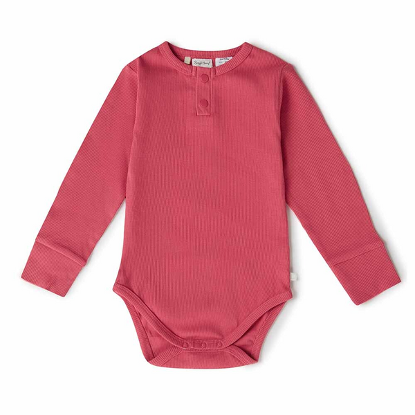 SNUGGLE HUNNY KIDS HIBISCUS LONG SLEEVE ORGANIC BODYSUIT