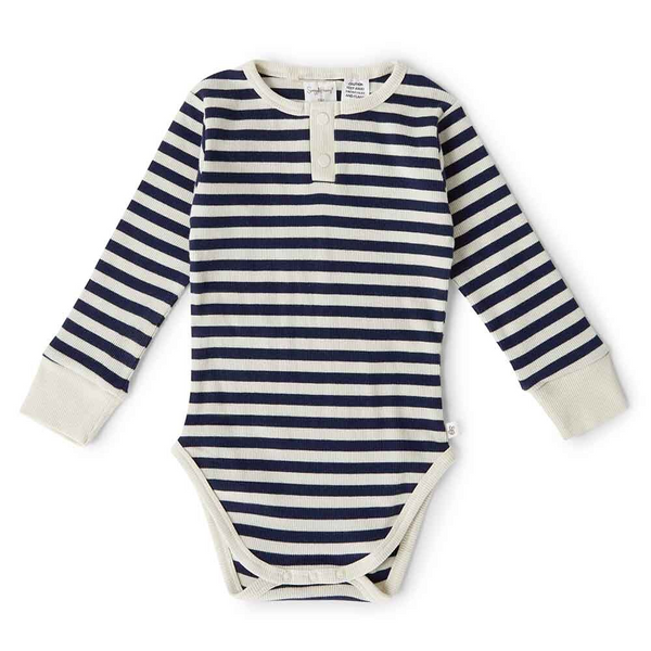 SNUGGLE HUNNY KIDS MOONLIGHT STRIPE LONG SLEEVE ORGANIC BODYSUIT