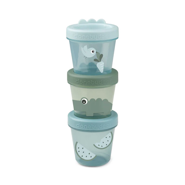 DONE BY DEER BABY FOOD CONTAINER 3-PIECE CROCO GREEN