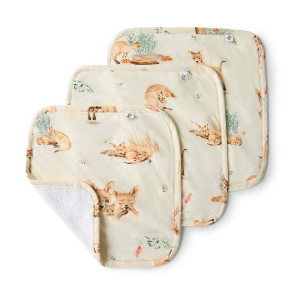 SNUGGLE HUNNY KIDS KANGA ORGANIC WASH CLOTHS - 3PK