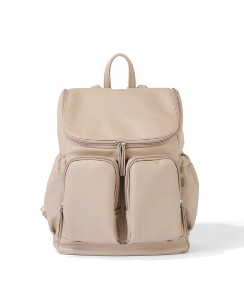 OIOI SIGNATURE NAPPY BACKPACK - OAT  DIMPLE FAUX LEATHER