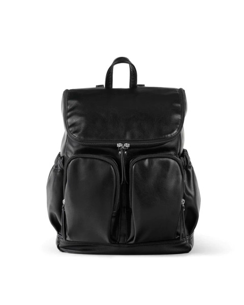 OIOI SIGNATURE NAPPY BACKPACK - BLACK FAUX LEATHER