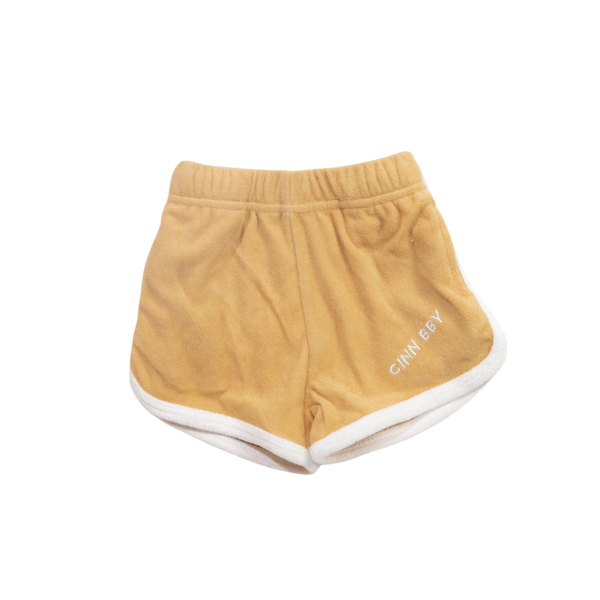 CINNAMON BABY TERRY SHORTS - MUSTARD