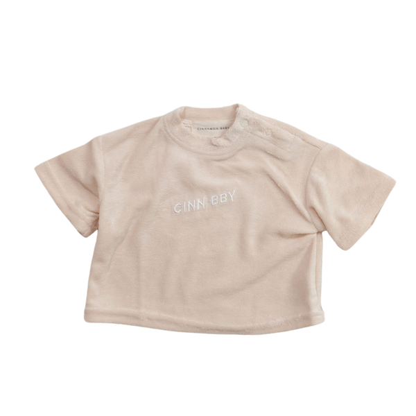 CINNAMON BABY TERRY TOWELING TEE - CREAM