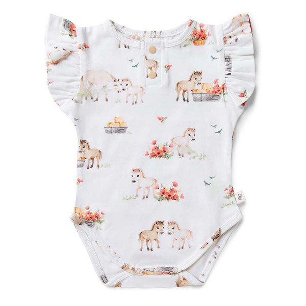 SNUGGLE HUNNY PONY PALS SHORT SLEEVE BODYSUIT WITH FRILL