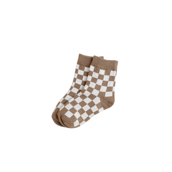 CINNAMON BABY CHECKERED SOCKS - CHOCOLATE