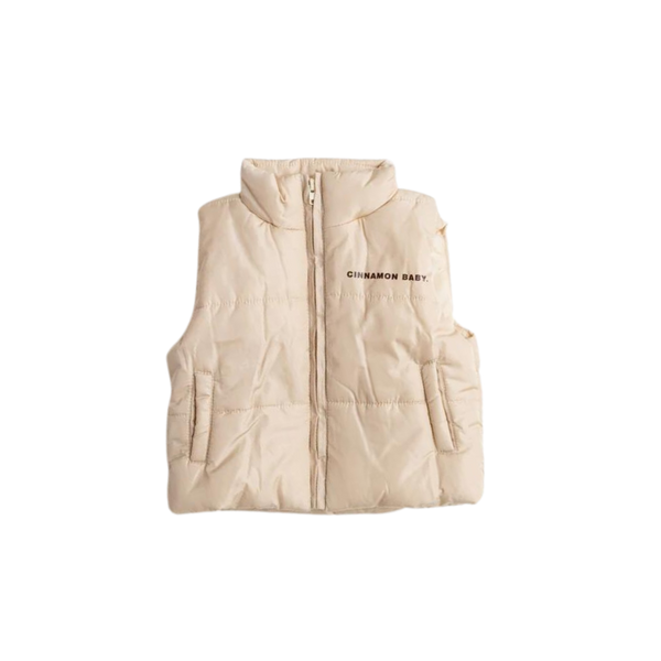 CINNAMON BABY PUFFER VEST - COFFEE