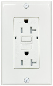 GFCI Receptacle 20A 125V 2 LED TR&WR UL943 Self-Test White