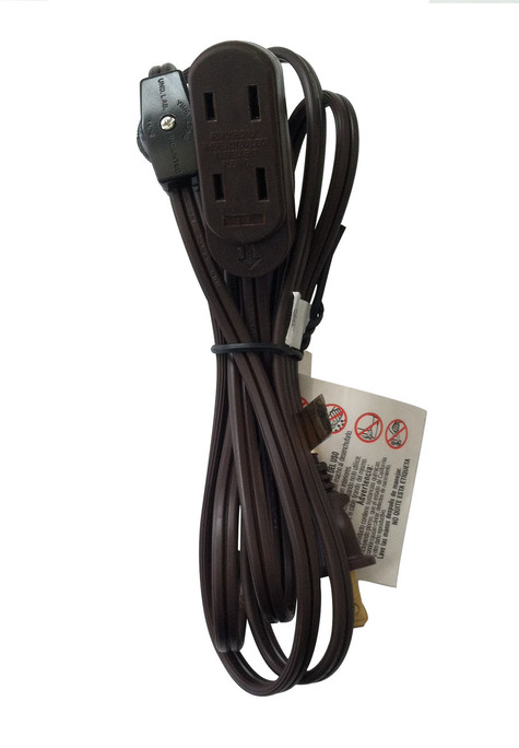 extension cord 16/2 12-feet thumb wheel switch brown