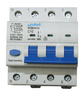 RCBO 3P+N 6KA 30ma 10amp AC Type