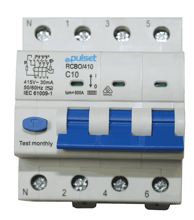 RCBO 3P+N 6KA 30ma 10amp AC Type