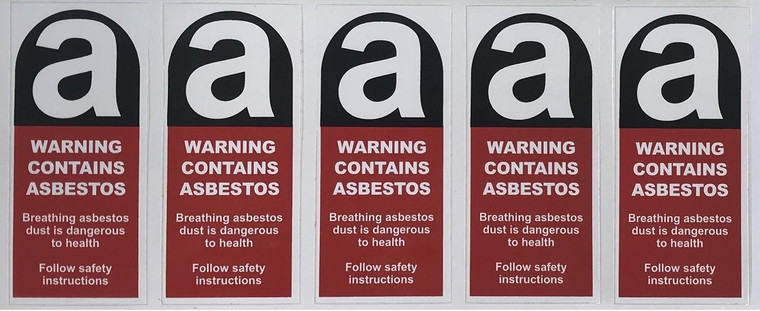ASBESTOS WARNING STICKER 100x50mm 5PCS