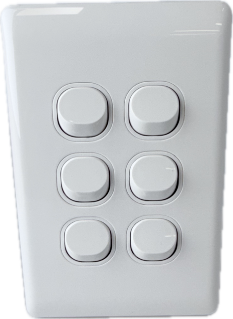 K Series 6 Gang Loaded Switch Plate (vertical)