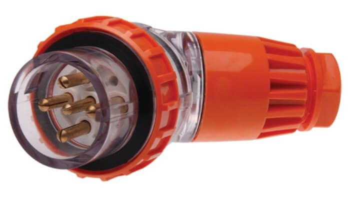 3 Phase 5 Round Pin Angled Plug - 32Amp