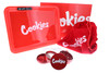 Glow Tray x Cookies LED 7 Color 11 x 8 Rolling Tray & 4 Level Grinder Gift Kit - Red
