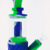 11" 4 in 1 Silicone Glass Hybrid Water Pipe, Nectar Collector, & Mini Rig - Green, White & Blue