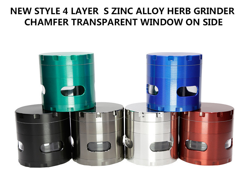 SIDE WINDOW GRINDERS CONCAVE SIDE HERB GRINDER 55mm ZINC ALLOY METAL  SHARPSTONE TOBACCO CRUSHER