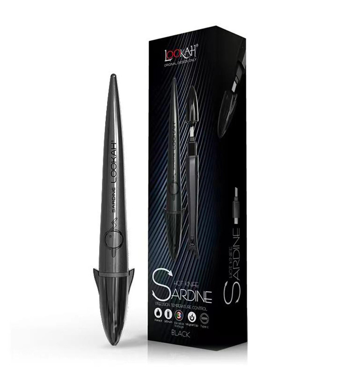 Lookah Sardine: Black - Hot Knife Electric Dab Tool - HookahTown.com