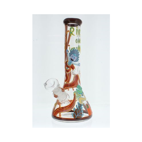 Rick And Morty Tangled Hand Painted Glass Bong