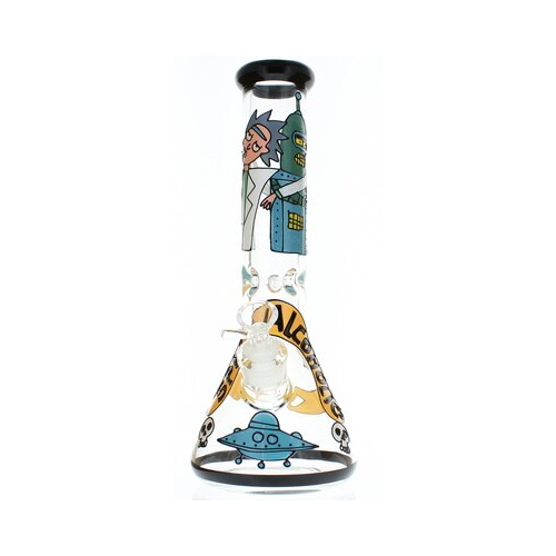 Rick And Morty Space Alcoholics Hand Painted Glass Bong
