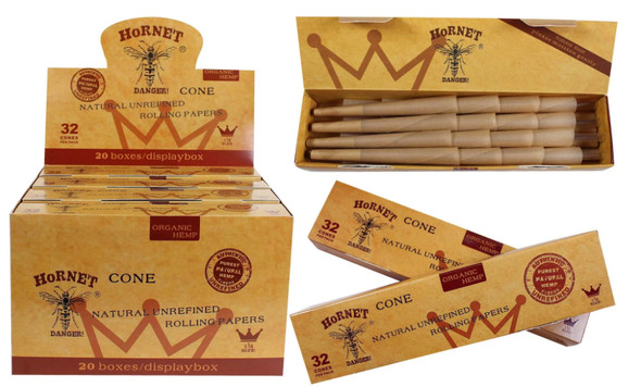 HORNET Pre-Rolled Cones, 32 PCS Raw Cones of 1 1/4 Size, Cigarette Tubes Rolling Papers with Tips (78mm)