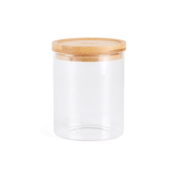 MEDIUM GLASS CANISTER WOODEN TOP