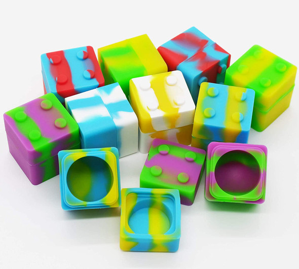 Silicone 9ML Square Lego Jar Assorted Colors