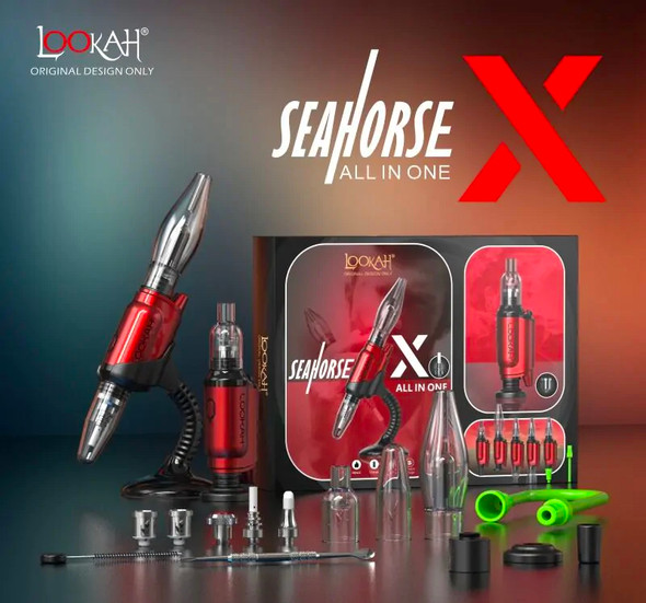 Lookah Seahorse X Red 3 in 1: E-Nectar Collector, Wax Pen, and Portable E-Nail