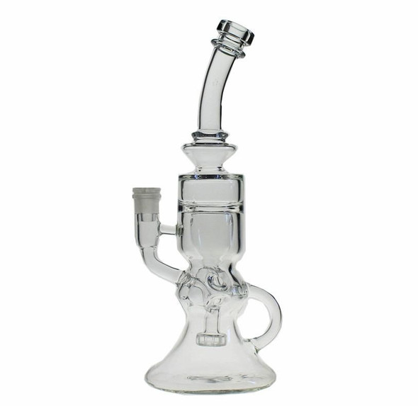 11" Clear FTK Recycler Glass Water Pipe: Cloud Cover Glass