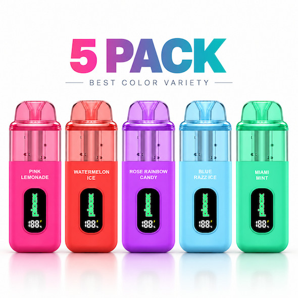 Ploox Vape Pens XS 5 Flavor Pack: 25000 Puffs Each - Nicotine Free