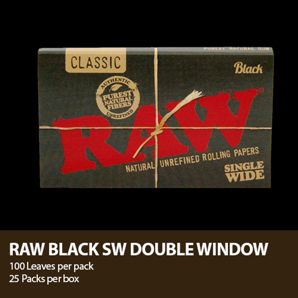 RAW CLASSIC BLACK ROLLING PAPER SINGLE WIDE 100-LEAVES per PACK